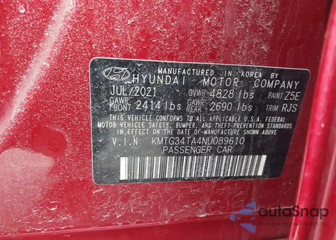 2022 Genesis G70 2.0T Awd from USA, damaged, VIN KMTG34TA4NU089610